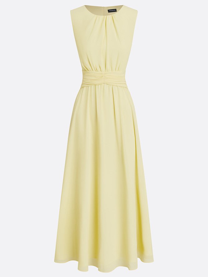 Sleeveless Ruched A-Line Maxi Dress – Wedding Guest Dress