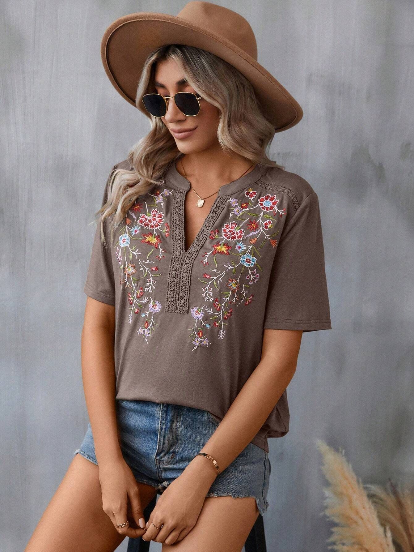 Sophia | Elegant Embroidered Half-Sleeve Top