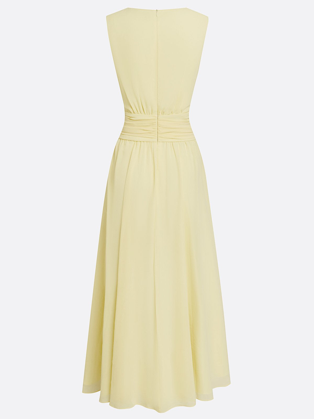 Sleeveless Ruched A-Line Maxi Dress – Wedding Guest Dress