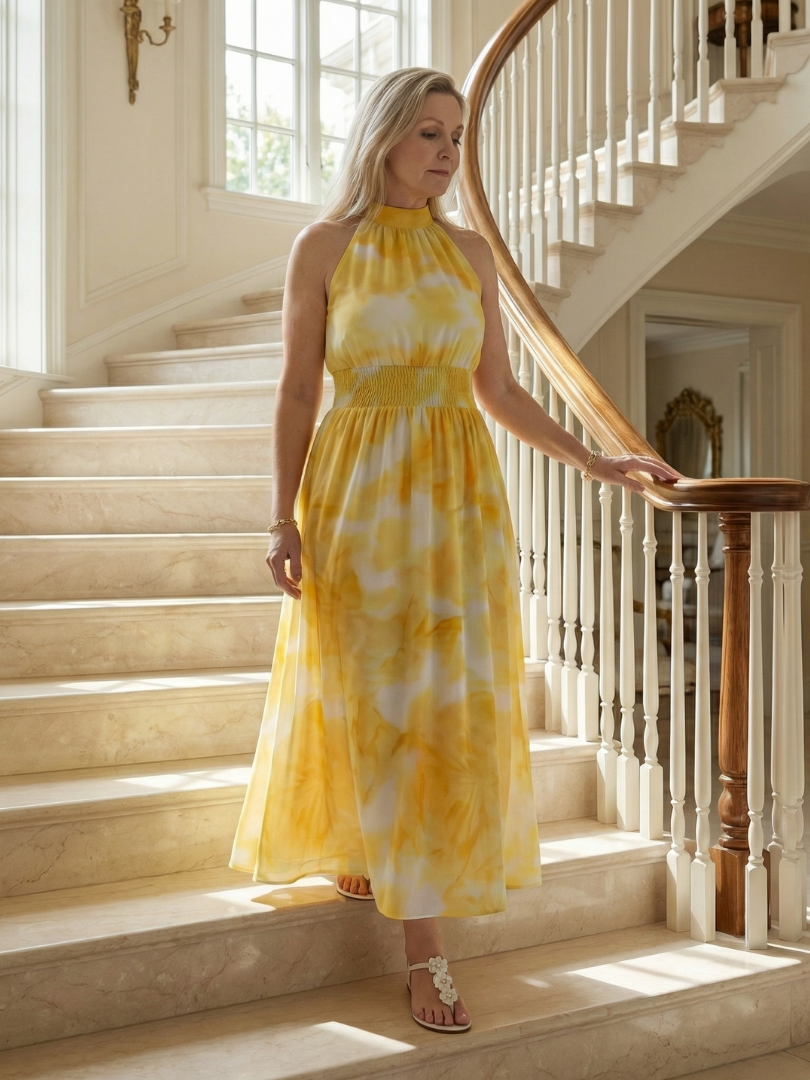 Sylin - Geraffineerde Halter Midi Jurk