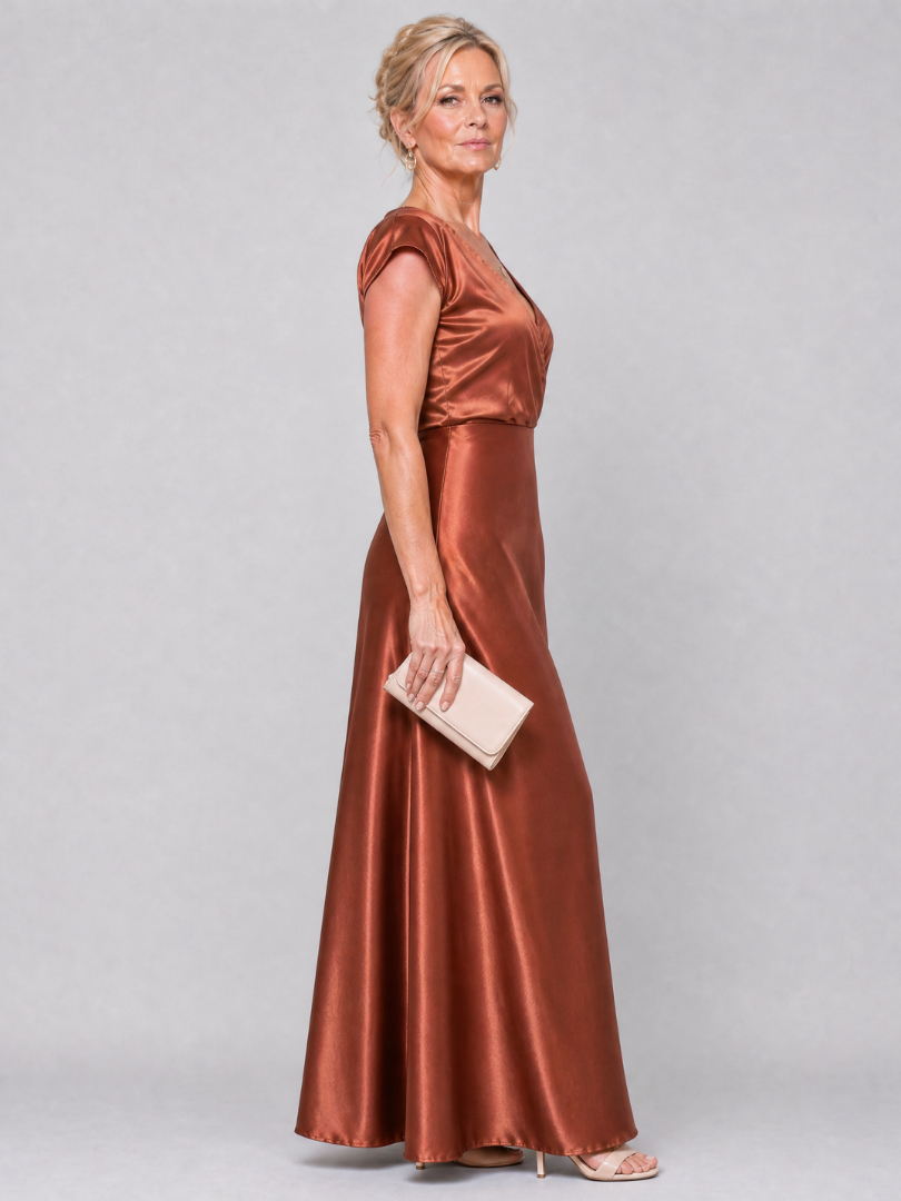 Samouse - Maxikleed met Cap Sleeves en Wikkelbodice