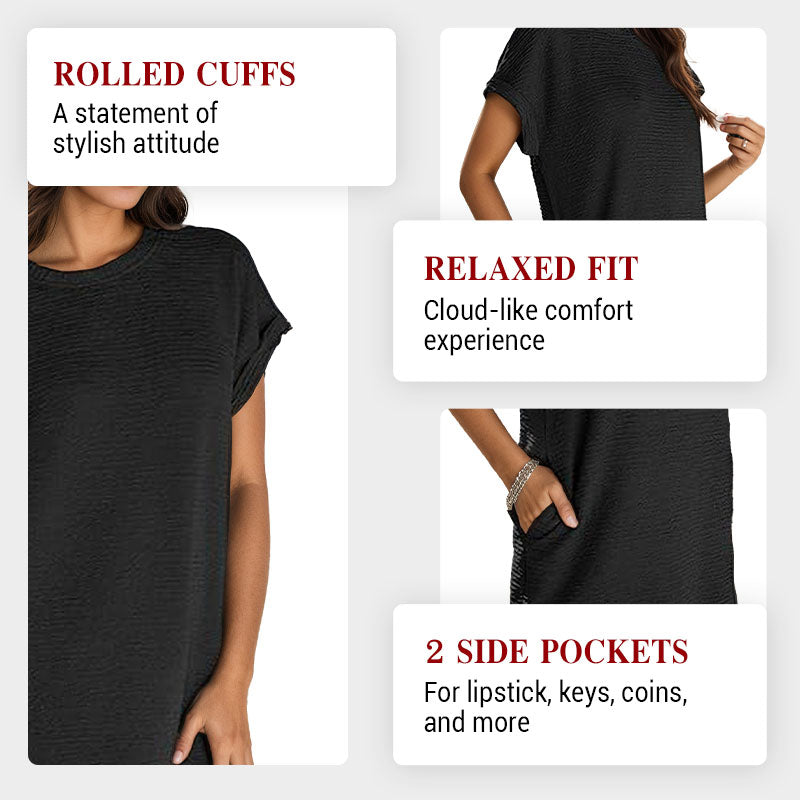 Relaxed Sleeve Shirt Dress with Pockets