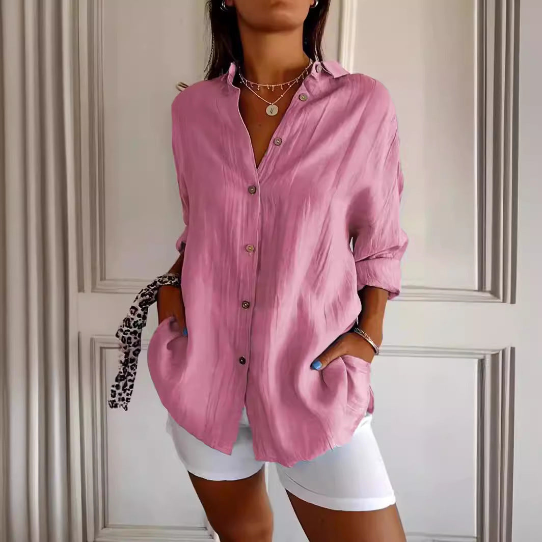 Olivia - Chic Long-Sleeve Open Front Blouse