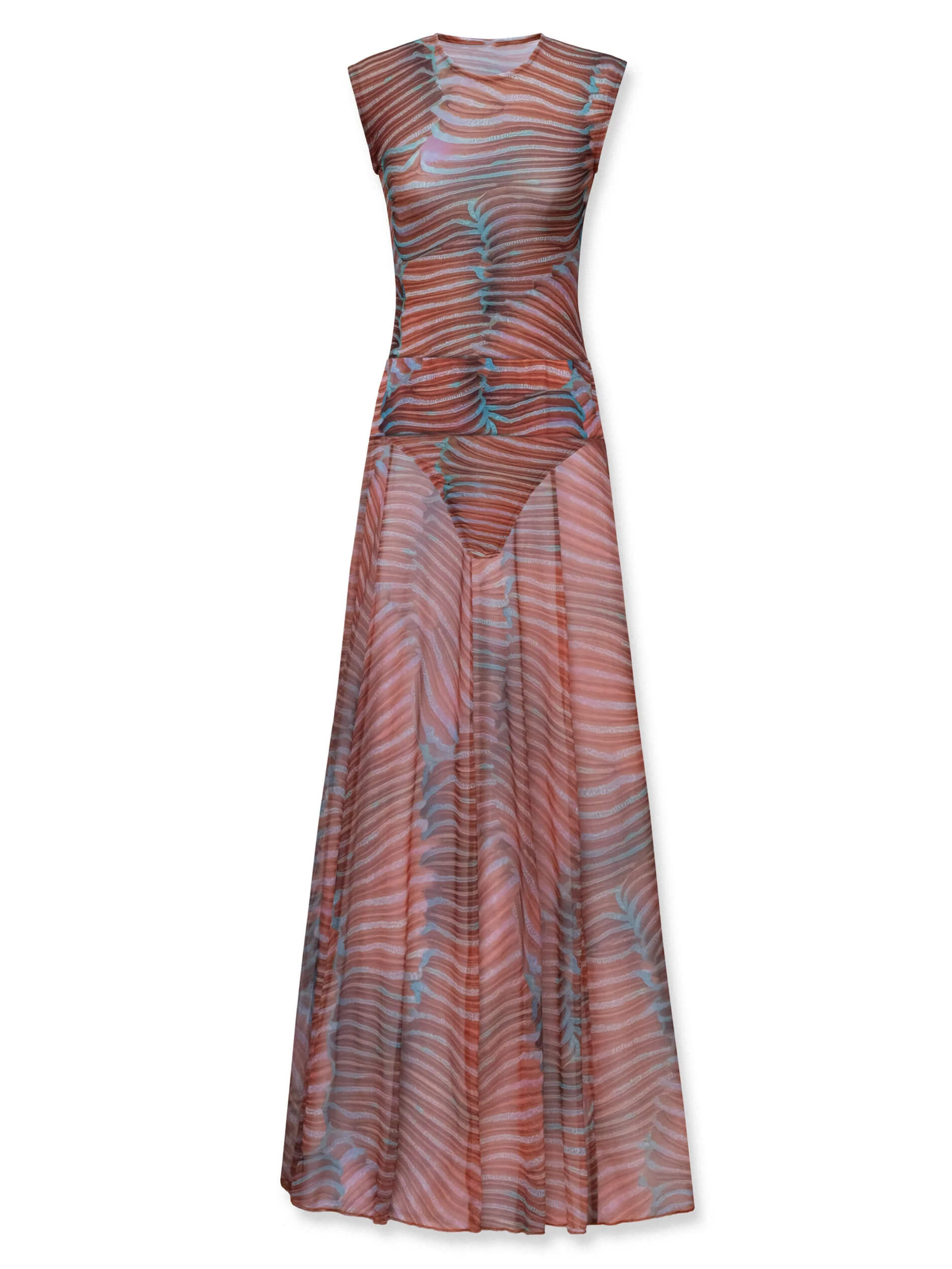 Rose - Ripple Glow Mesh Bodysuit Skirt Set