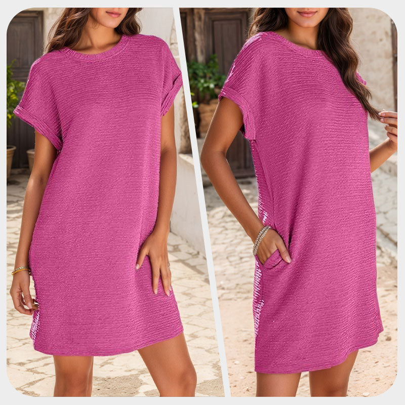 Relaxed Sleeve Shirt Dress with Pockets