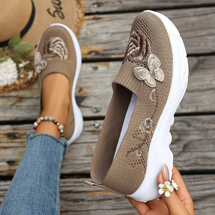 Leetha - Butterfly Embroidered Comfort Loafers
