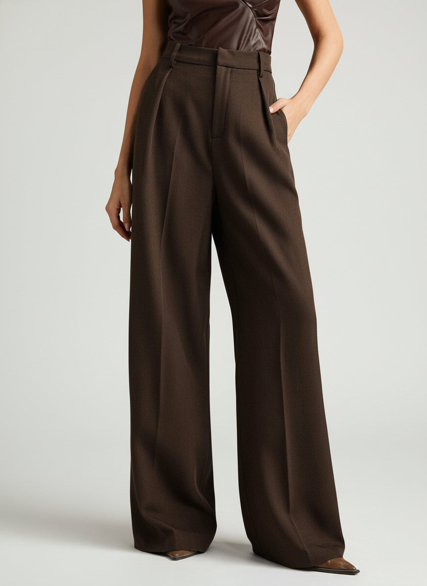 Women's Wide Leg Tailored Trousers – High Waist Smart Trousers