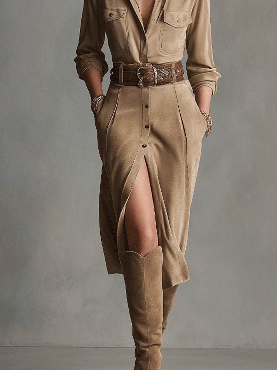 Camille™ Soft Suede Midi Dress