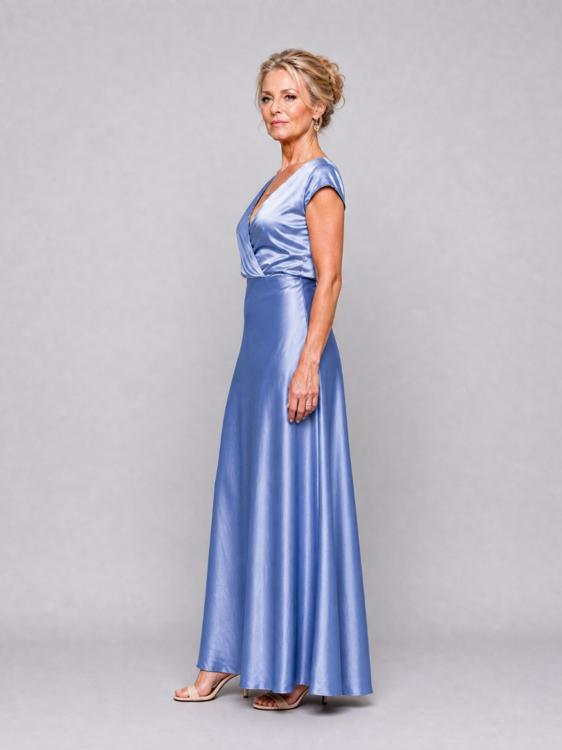 Samouse - Maxikleed met Cap Sleeves en Wikkelbodice
