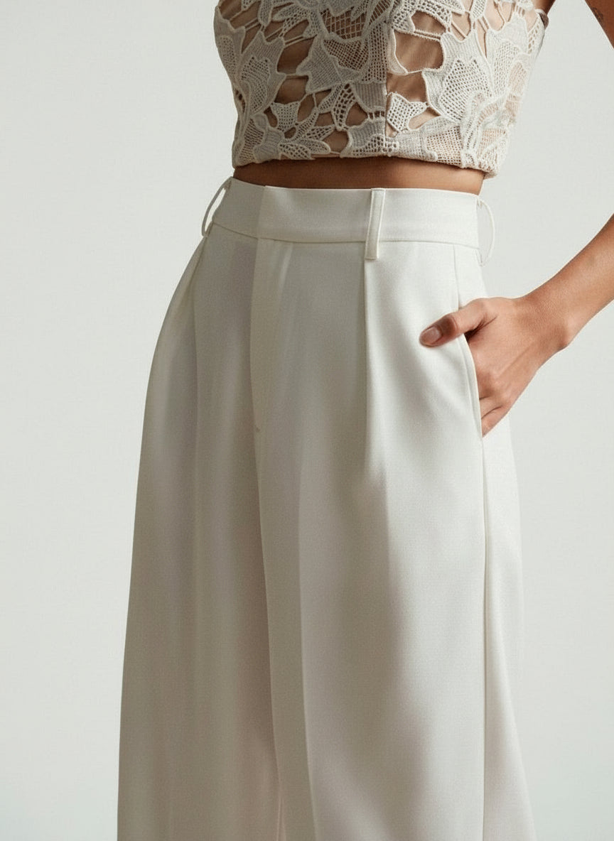 Women's Wide Leg Tailored Trousers – High Waist Smart Trousers