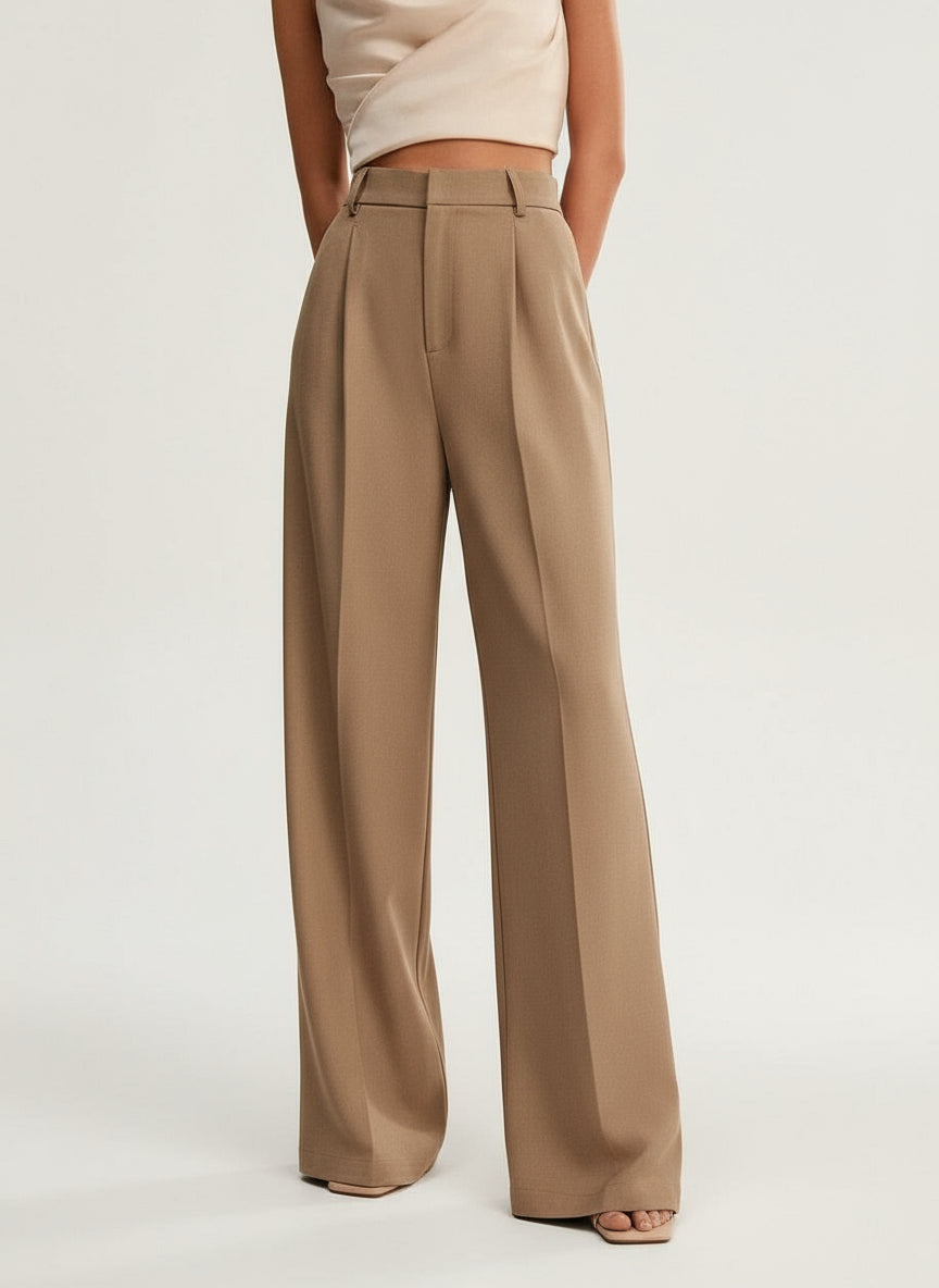 Women's Wide Leg Tailored Trousers – High Waist Smart Trousers