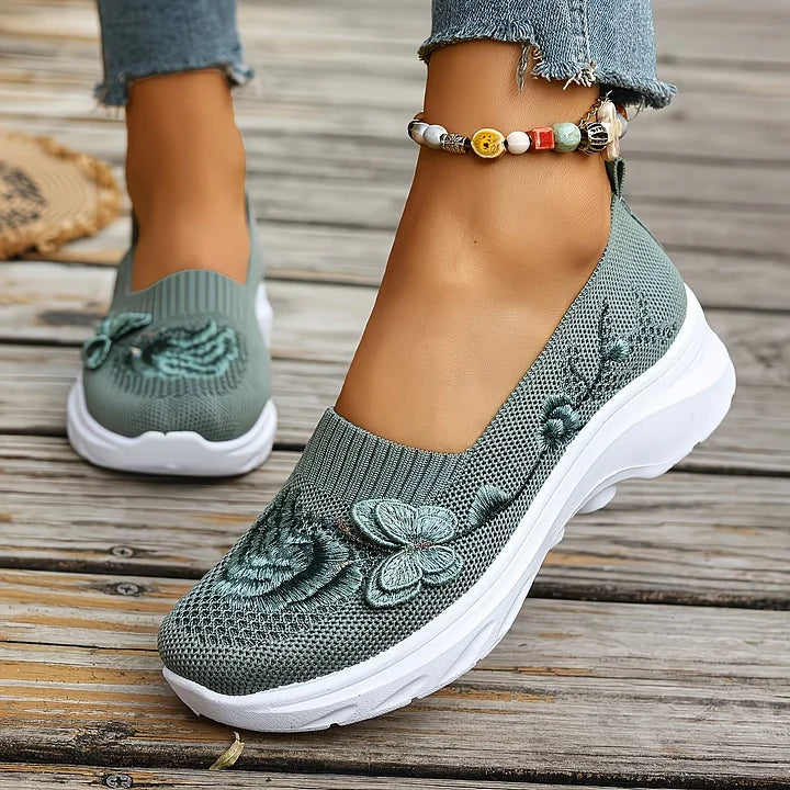 Leetha - Butterfly Embroidered Comfort Loafers