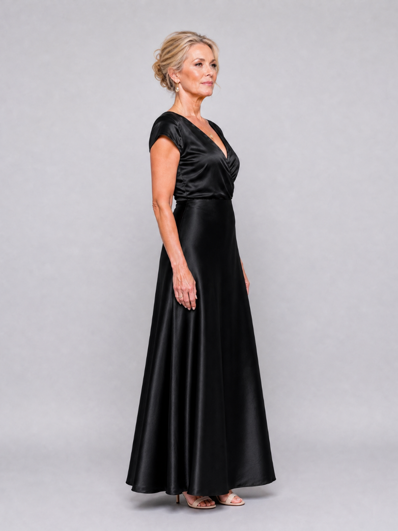 Samouse - Maxikleed met Cap Sleeves en Wikkelbodice
