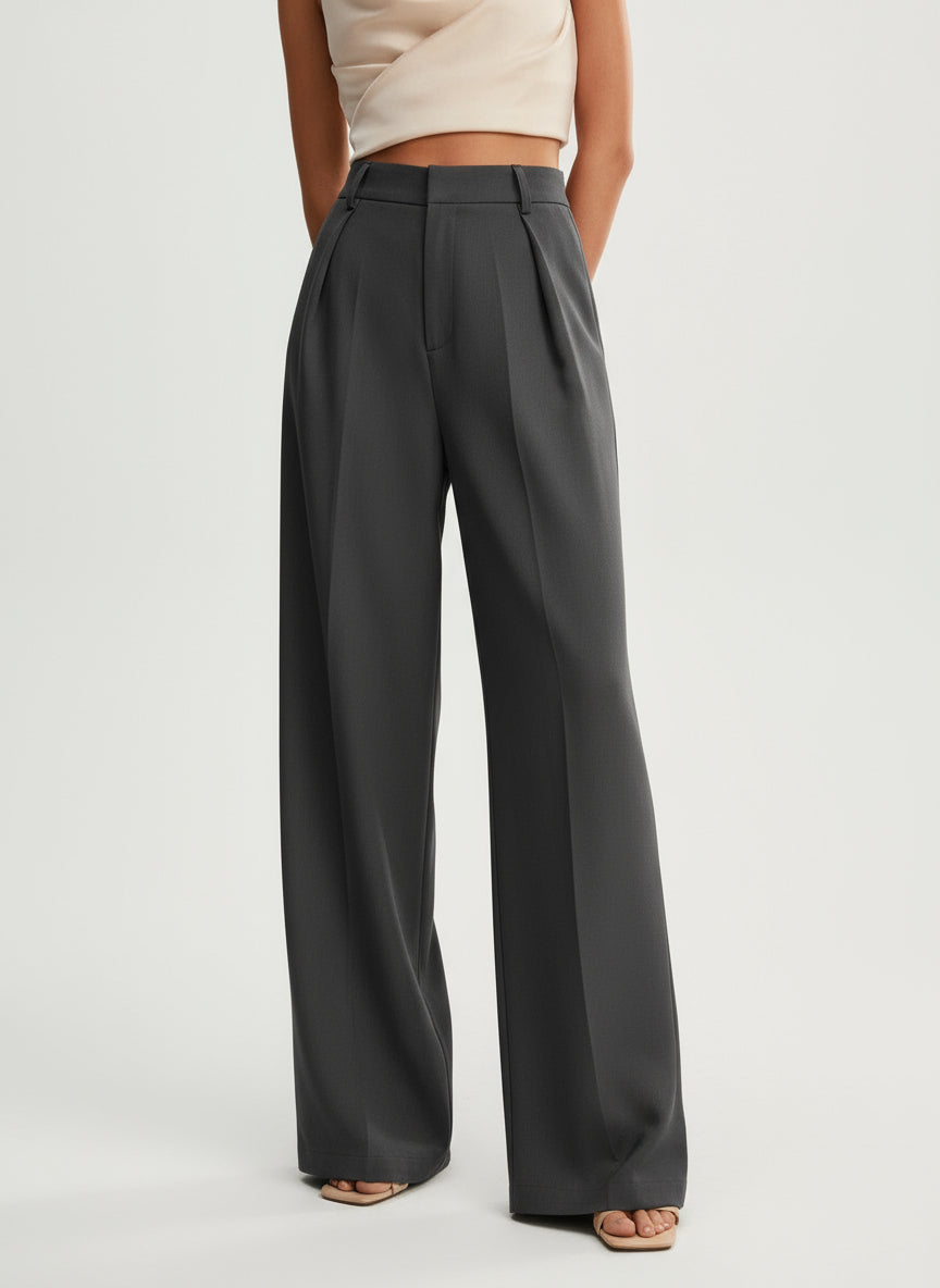 Women's Wide Leg Tailored Trousers – High Waist Smart Trousers