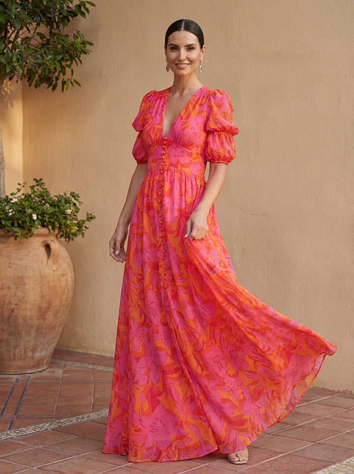 Olvera Flowing V-Neck Dress