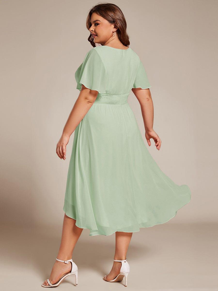 Louise | Flowy Chiffon Round Neckline A-Line Knee Length Dress