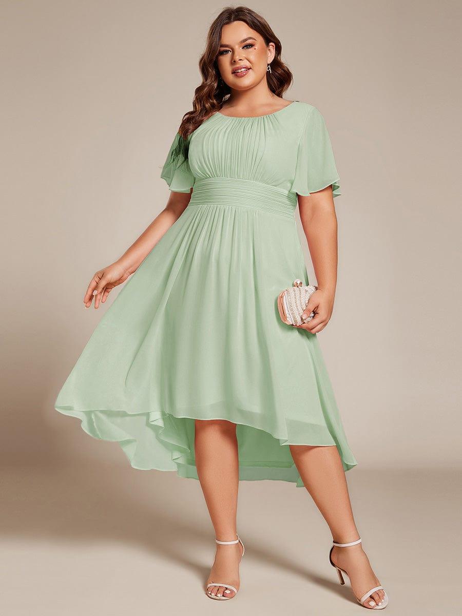 Louise | Flowy Chiffon Round Neckline A-Line Knee Length Dress