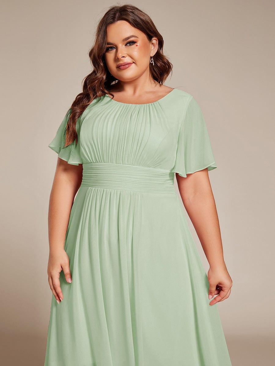 Louise | Flowy Chiffon Round Neckline A-Line Knee Length Dress