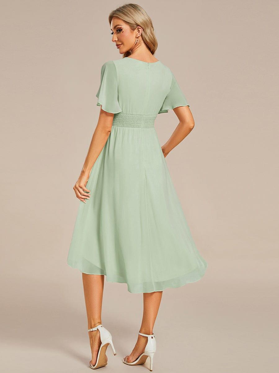Louise | Flowy Chiffon Round Neckline A-Line Knee Length Dress