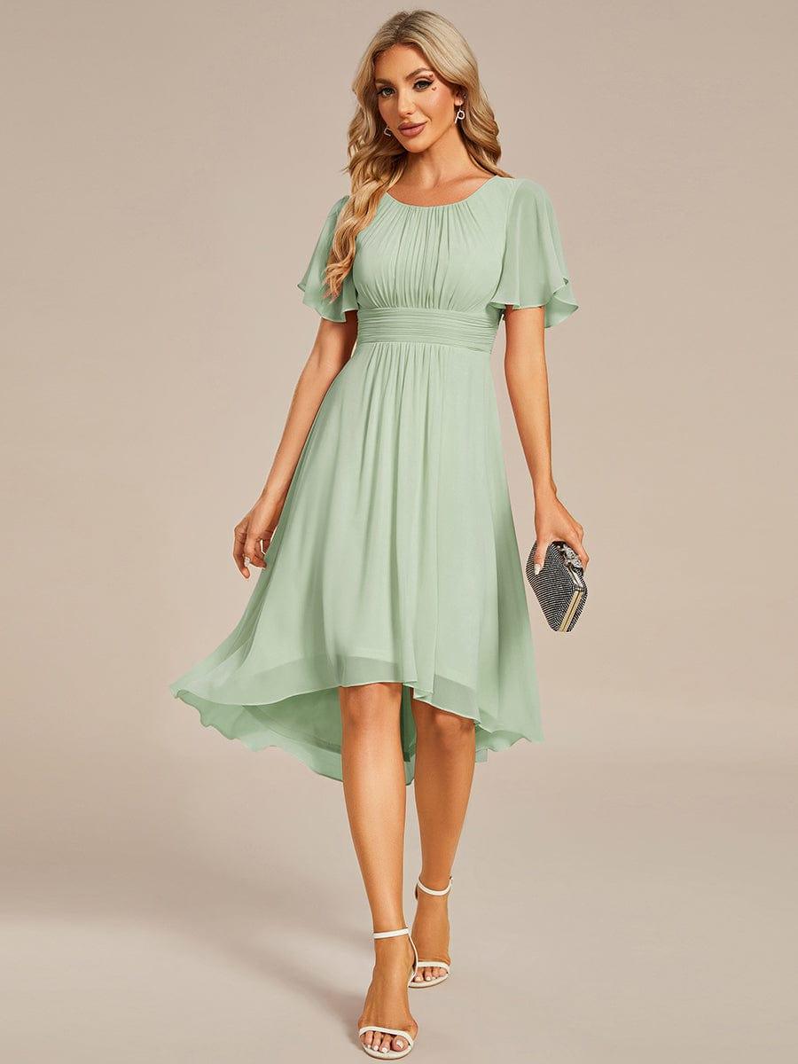 Louise | Flowy Chiffon Round Neckline A-Line Knee Length Dress