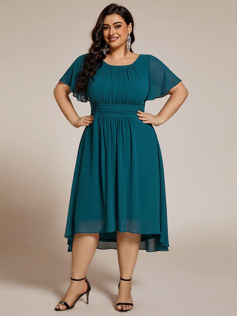 Elisa | Flowy Chiffon Round Neckline A-Line Knee Length Dress
