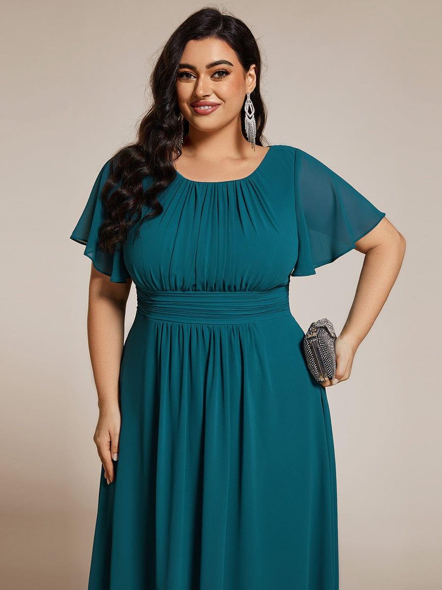 Elisa | Flowy Chiffon Round Neckline A-Line Knee Length Dress