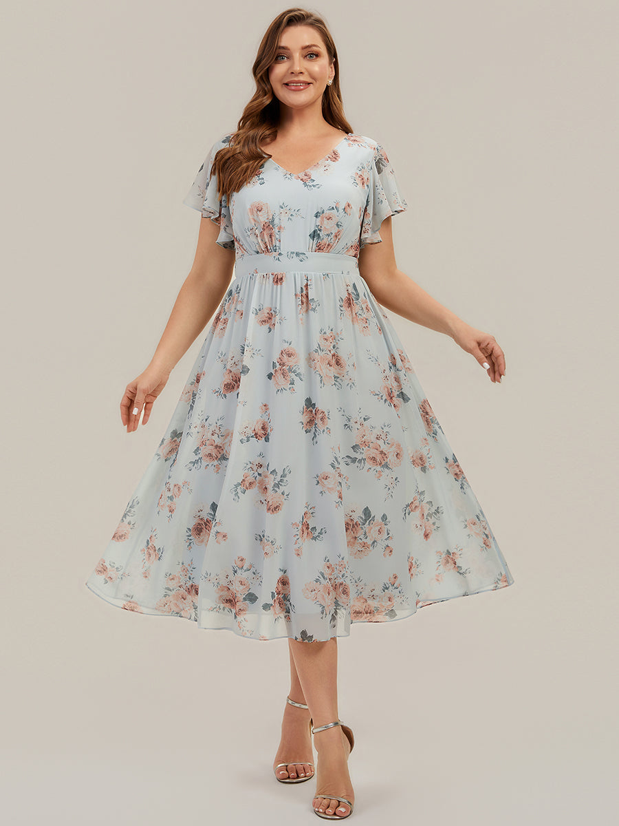 Lilly - Chiffon Ruffle Sleeve A-Line Dress