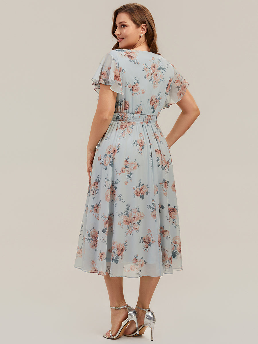 Lilly - Chiffon Ruffle Sleeve A-Line Dress
