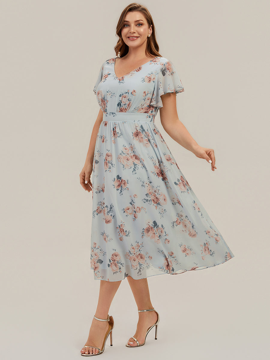 Lilly - Chiffon Ruffle Sleeve A-Line Dress