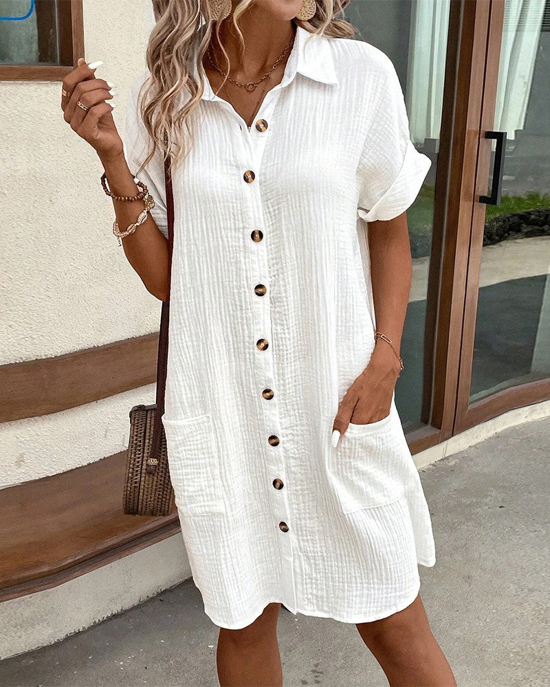 Mary - Monaco Women's Button Down Polo Style Shirt Dress