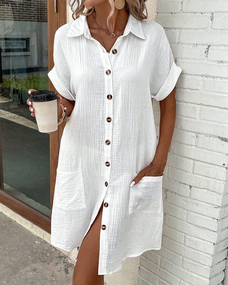 Mary - Monaco Women's Button Down Polo Style Shirt Dress