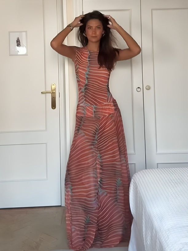 Rose - Ripple Glow Mesh Bodysuit Skirt Set
