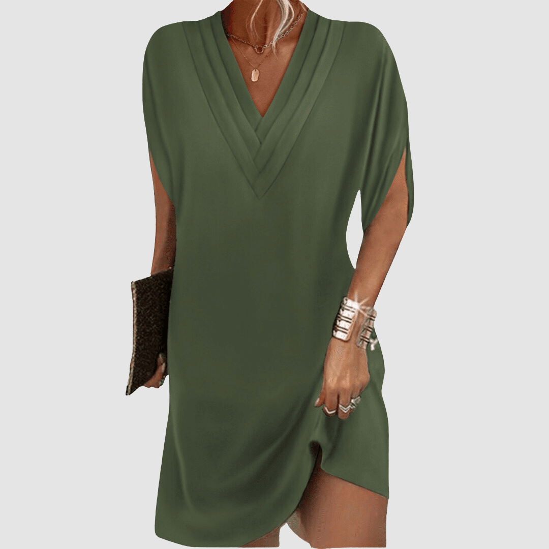 Alysa™- V Neck Elegant Half-Sleeve Dress