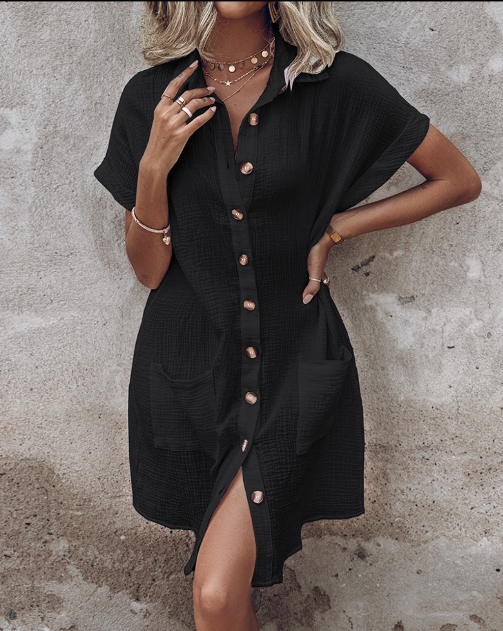 Mary - Monaco Women's Button Down Polo Style Shirt Dress