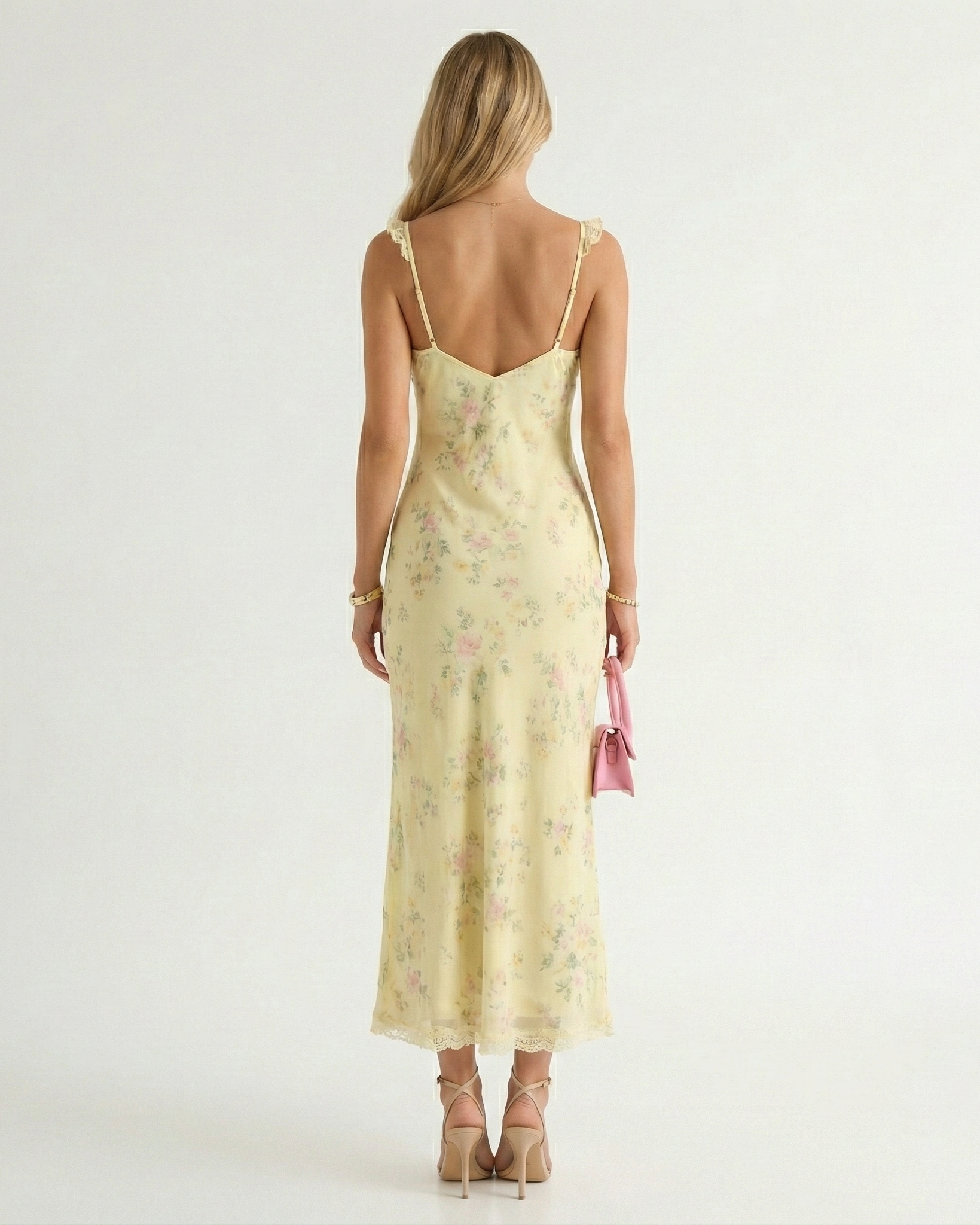 Floral Midi Dress – Spaghetti Strap Backless Summer Dress