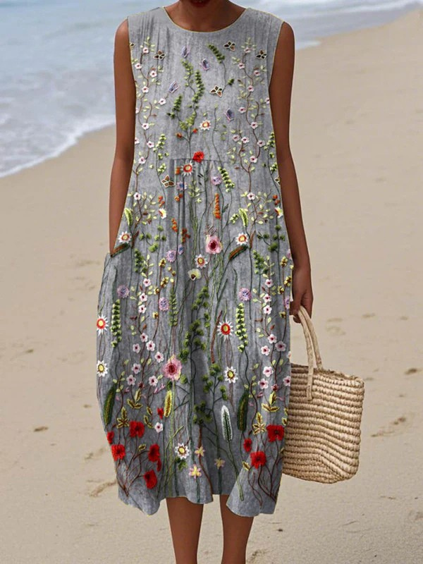 Annika | Black Wildflower Midi Dress