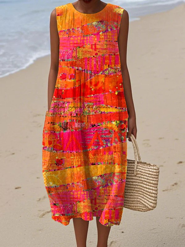 Edith | Sunset Cotton Midi Dress