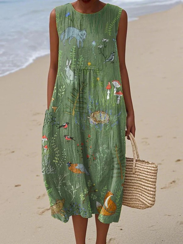Melissa | Woodland Cotton Midi Dress