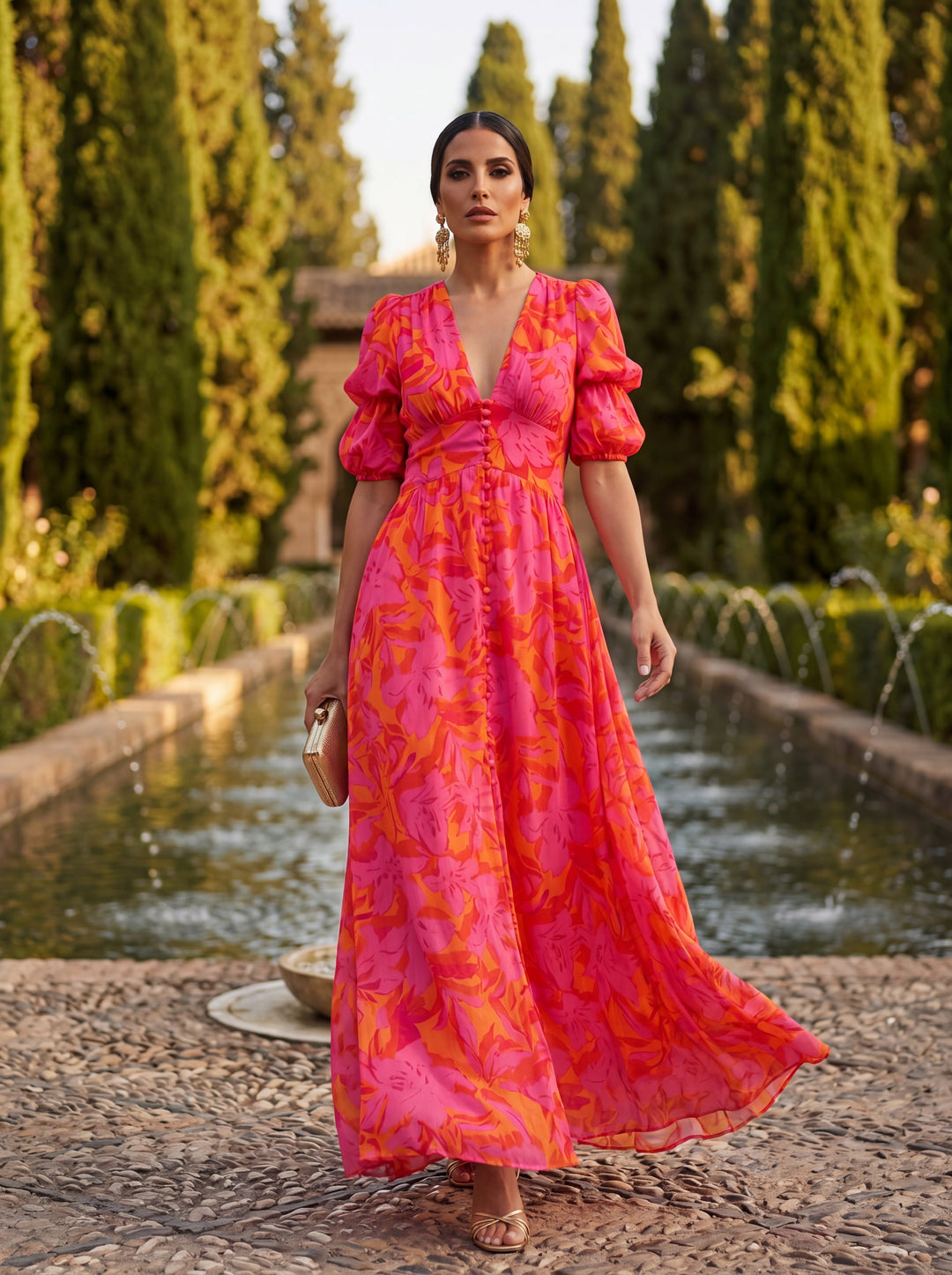Olvera Flowing V-Neck Dress