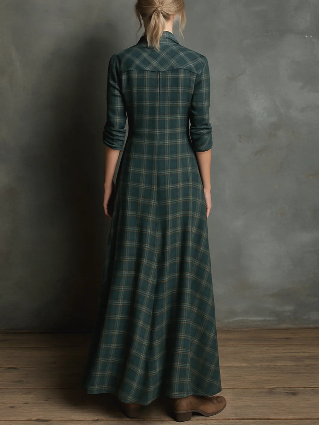 Charlotte™ | Timeless Plaid Maxi Shirt Dress