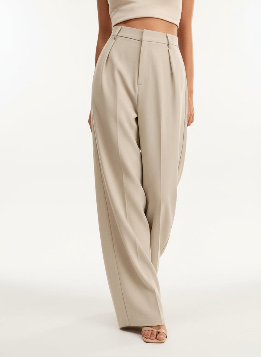 Women's Wide Leg Tailored Trousers – High Waist Smart Trousers