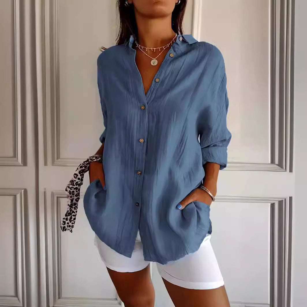 Olivia - Chic Long-Sleeve Open Front Blouse