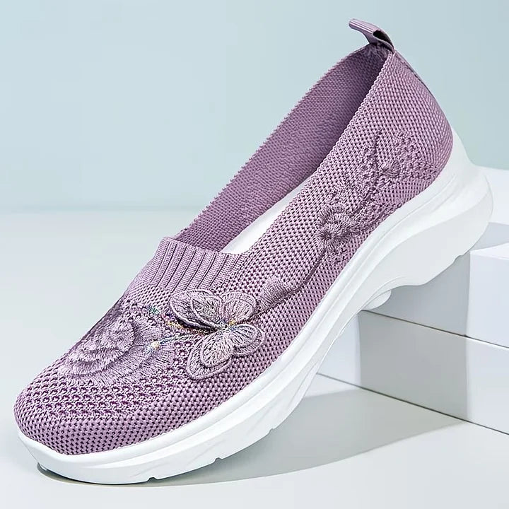 Leetha - Butterfly Embroidered Comfort Loafers