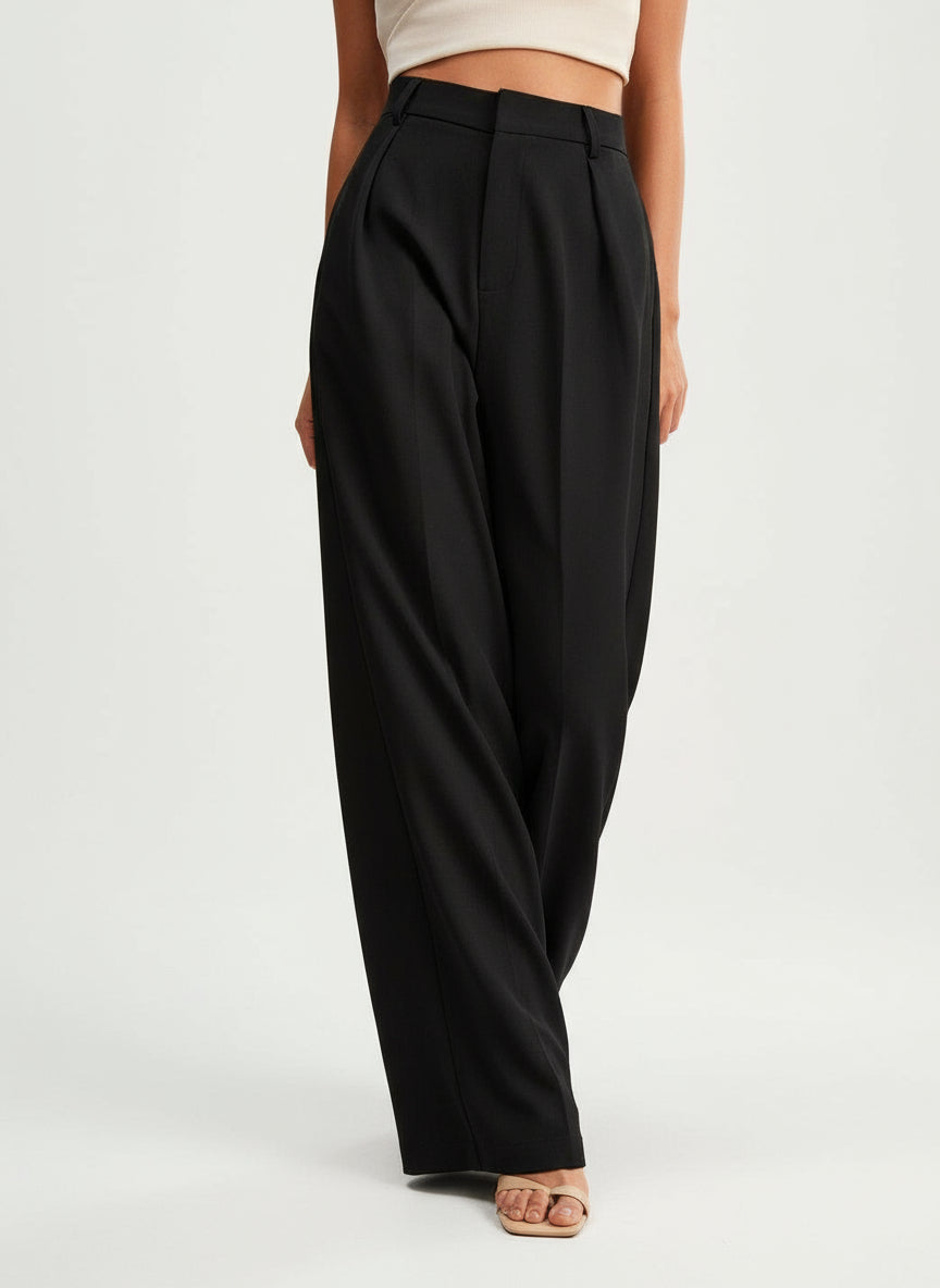 Women's Wide Leg Tailored Trousers – High Waist Smart Trousers