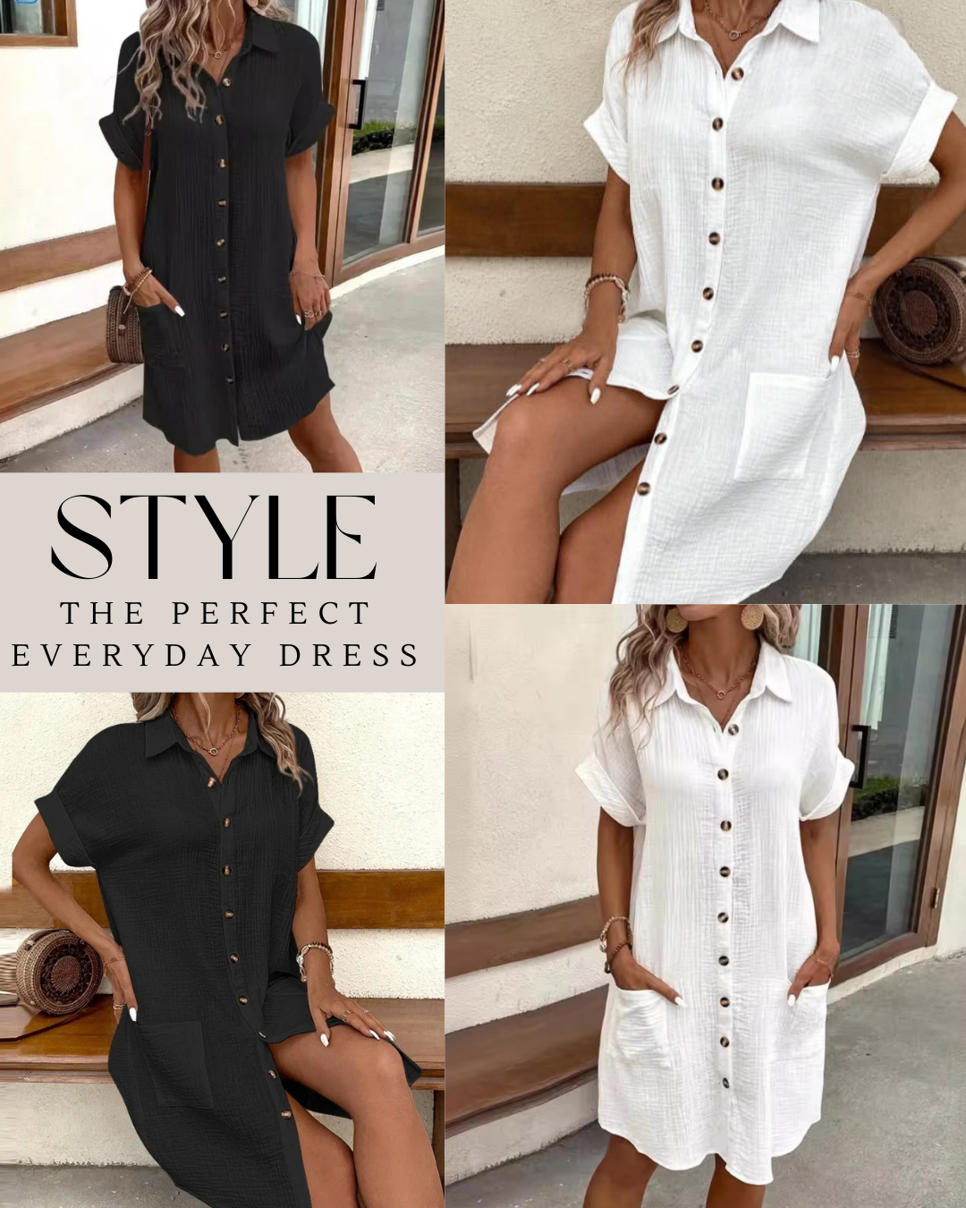 Mary - Monaco Women's Button Down Polo Style Shirt Dress