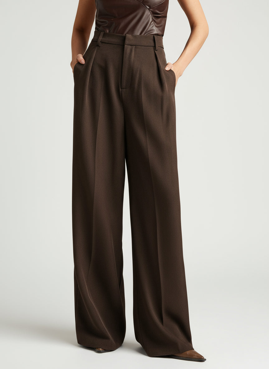 Women's Wide Leg Tailored Trousers – High Waist Smart Trousers