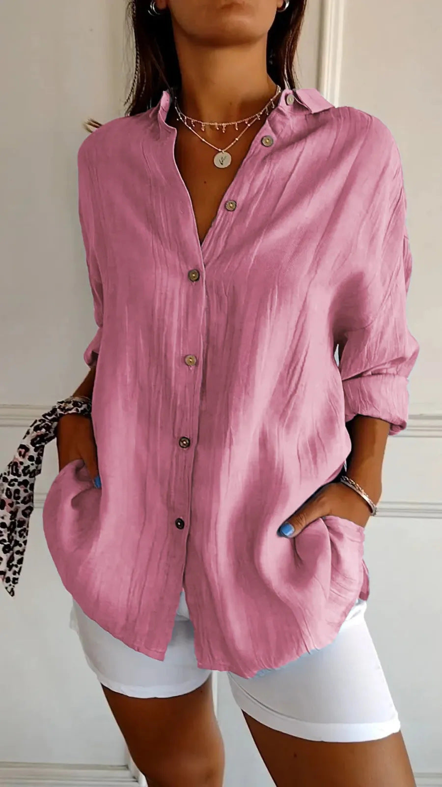 Olivia - Chic Long-Sleeve Open Front Blouse