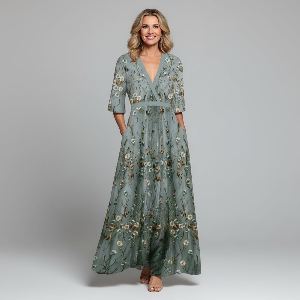 Floral Embroidered Maxi Dress – Summer Holiday Dress
