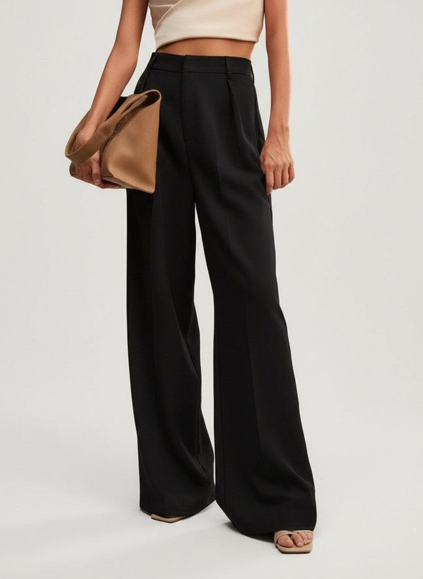 Women's Wide Leg Tailored Trousers – High Waist Smart Trousers