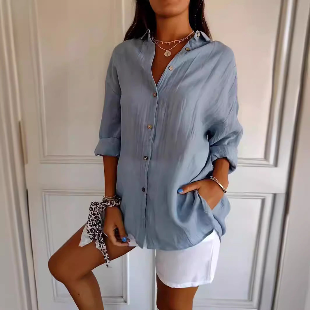 Olivia - Chic Long-Sleeve Open Front Blouse